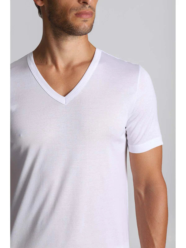 BOGLIETTI - V-NECK SWEATER MM LISLE THREAD - WHITE