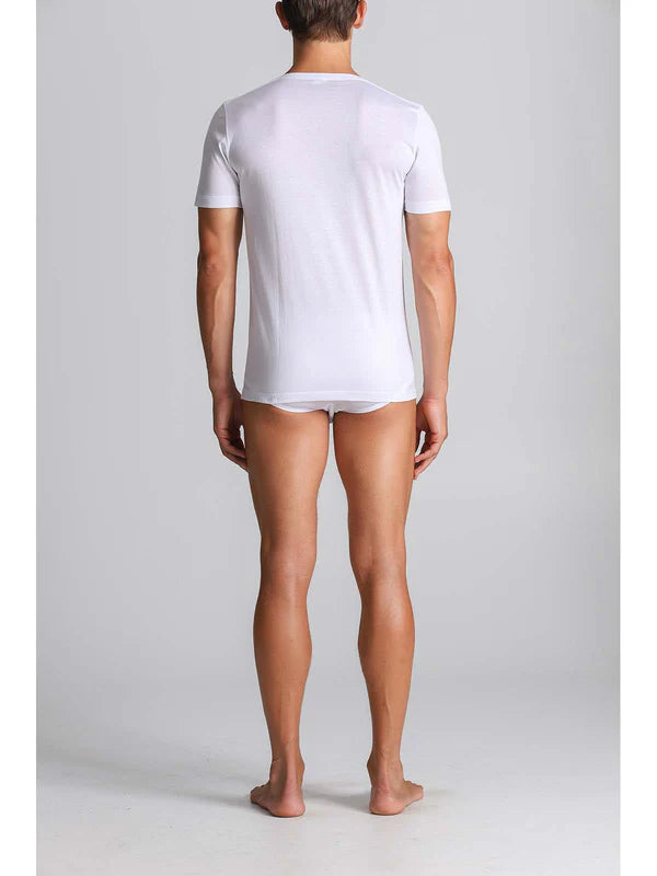 BOGLIETTI - V-NECK SWEATER MM LISLE THREAD - WHITE