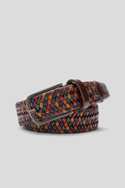 MEYER - Cintura in pelle elasticizzata - 01 Multi Bordo Verde